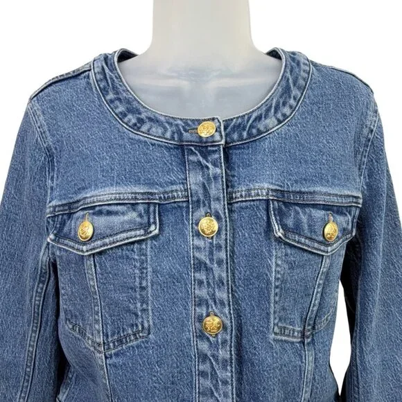 J. Crew Denim Lady Jacket with Gold Buttons Size 12 - Picture 2 of 13